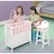 Badger Basket White & Pink Cabinet Doll Crib with Gingham Bedding